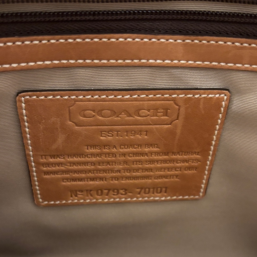 Vintage Coach Tan Leather Briefcase Messenger Bag Turnlock Laptop Bag - Picture 3 of 12